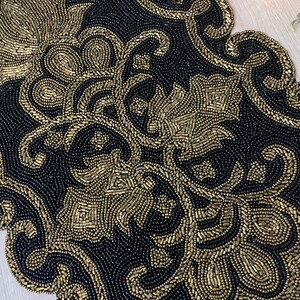 Handmade Black and Gold Beaded Table Runner (13x36 Inch) - Etsy