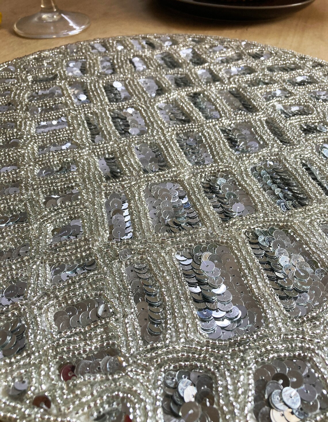 Handmade beaded sequin placemat table mats 14 inch dining Etsy