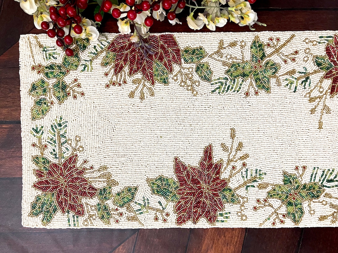 Christmas Special beaded runner and placemat gift for her Etsy
