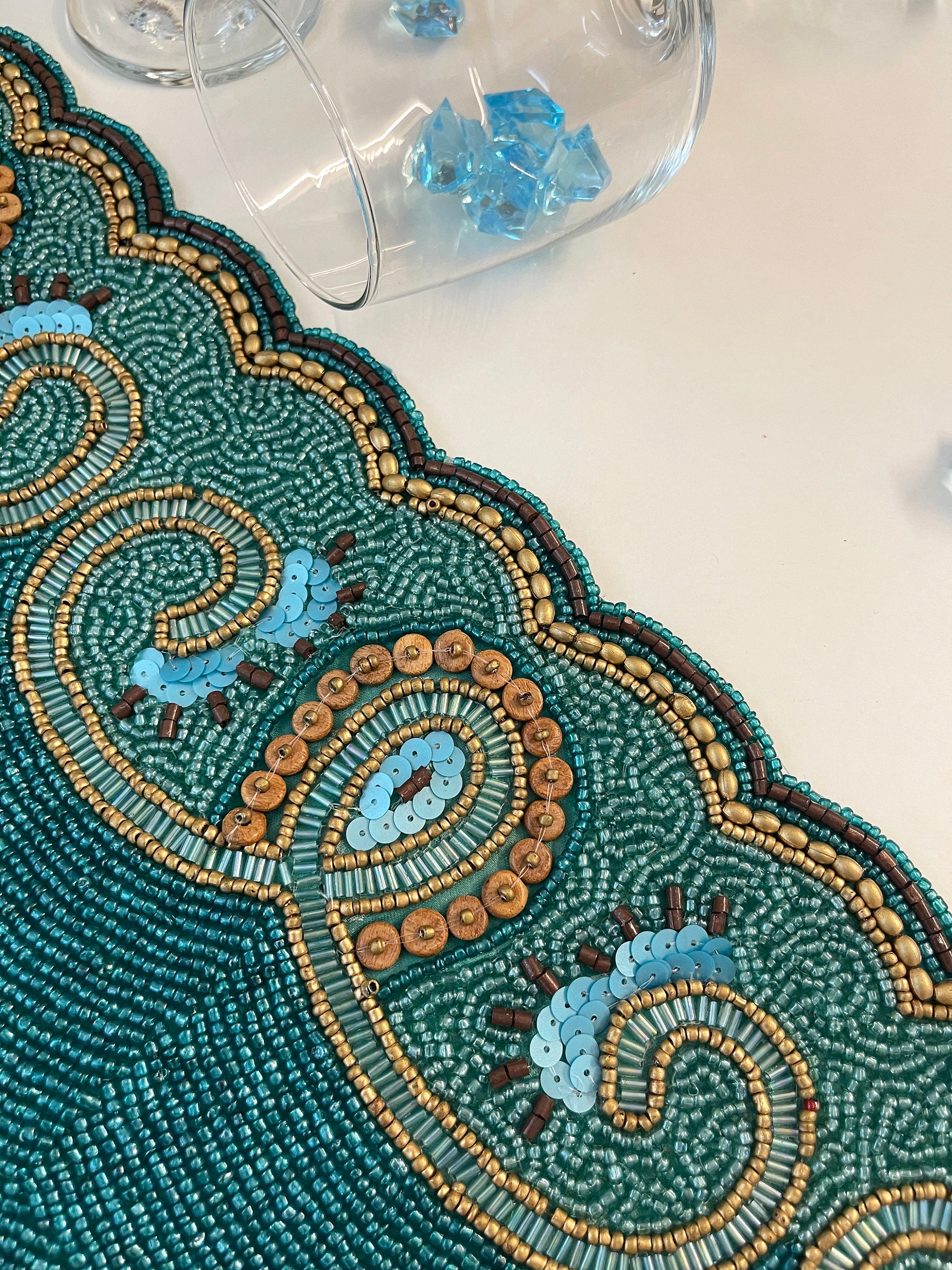 Handmade bead table runner beaded runner 13x36inch Etsy