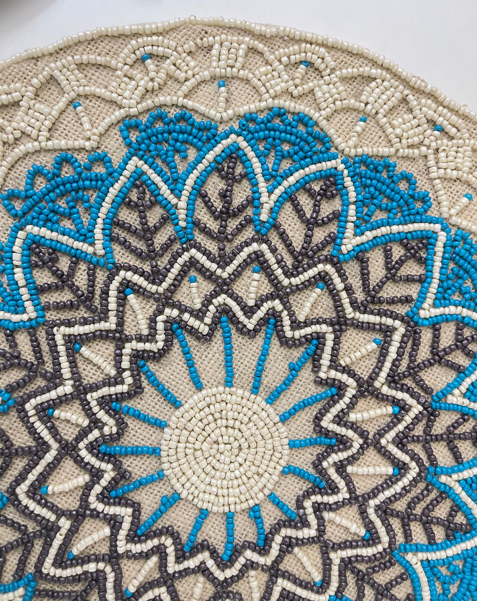 Set of 2 Handmade beaded placemat tablemat 14 inch bead Etsy