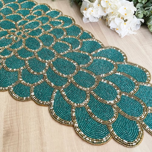 Luxury Handmade Bead Placemat Table Decoration Beaded Etsy