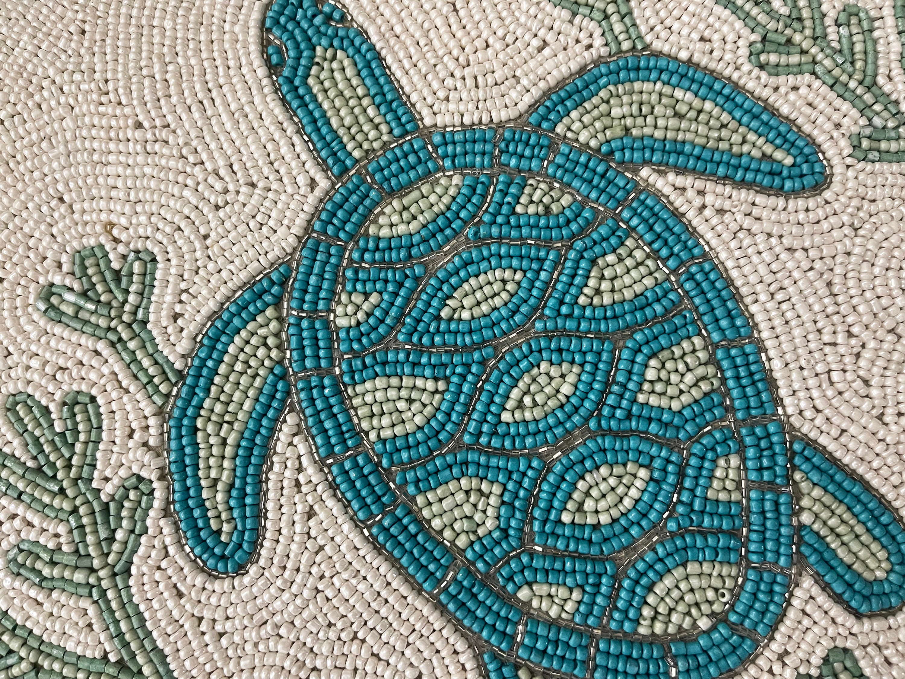 Handmade Beaded Placemat Turtles Design Tablemat 14 Inch Etsy