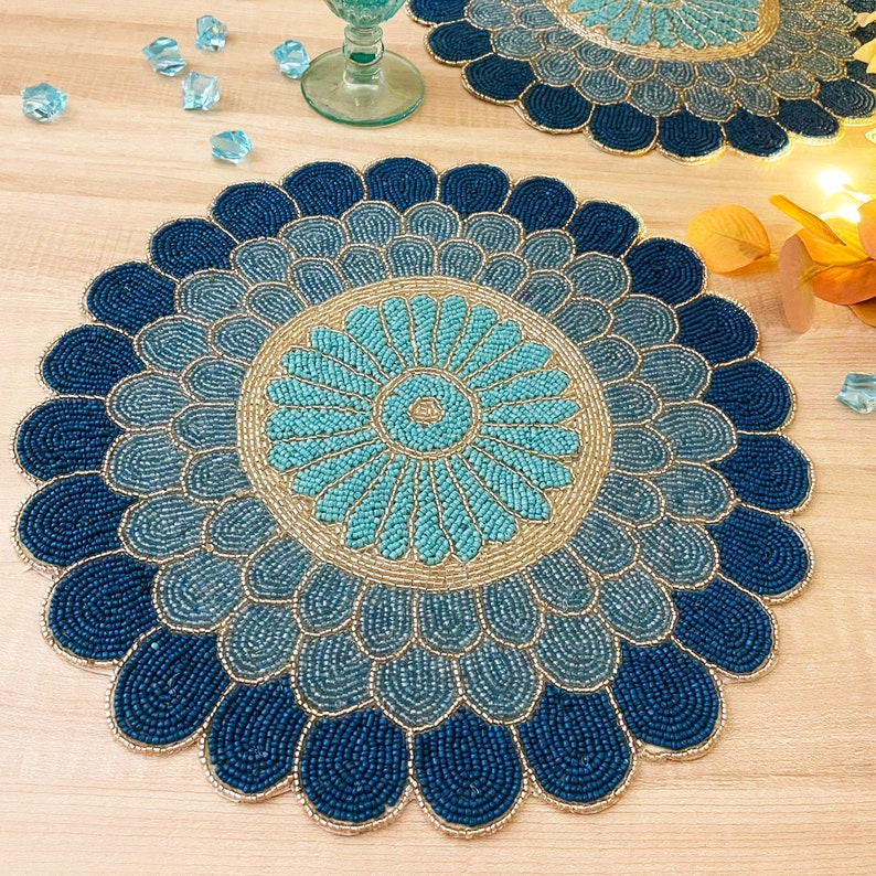 Enlivenstores Beaded Floral Placemat