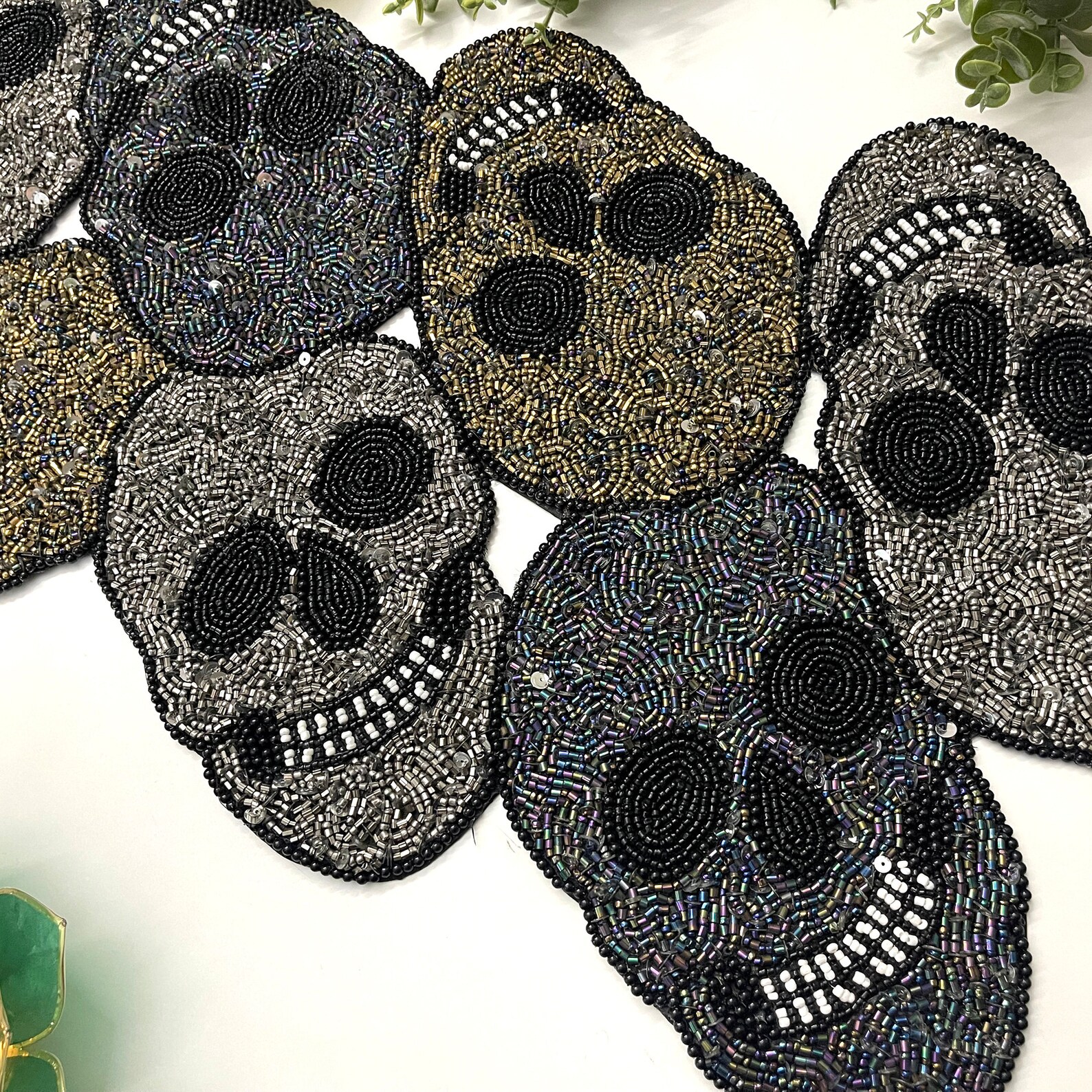 Handmade Bead Table Runner, Halloween Skull, Fall Runner Etsy