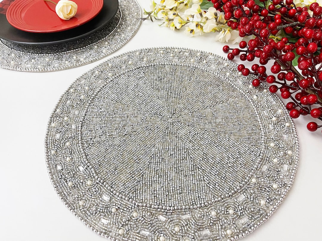 Luxury Handmade Bead Placemat, Living Room Table Decoration, Beaded ...