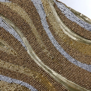 Handmade Bead Table Runner, Wavy Beaded Runner, Silver and Gold ...