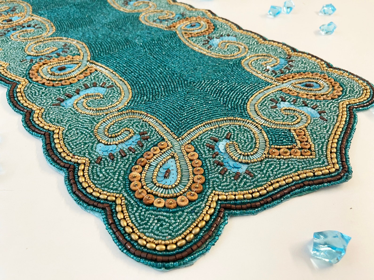 Handmade Bead Table Runner Beaded Runner 13x48inch Etsy