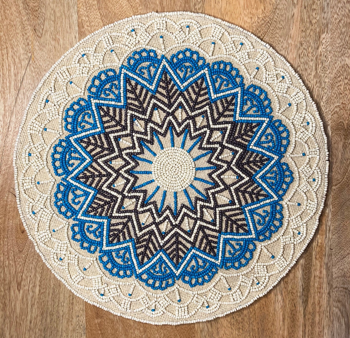 Set of 2 Handmade beaded placemat tablemat 14 inch bead Etsy