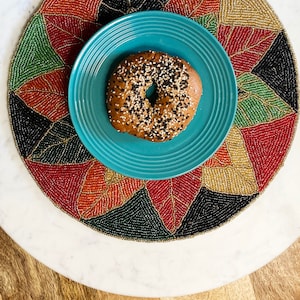 Handmade beaded placemat, tablemat, 14 inch, charger placemats 