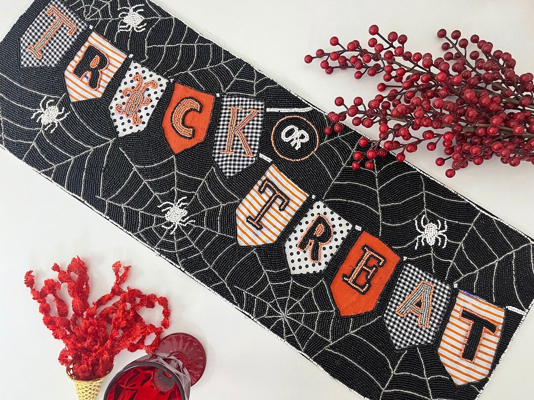 Handmade Bead Table Runner Halloween Trick or Treat Etsy