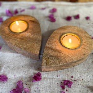 Handmade wooden tea light holders unique favors gifts drop shape tealight holders gifts image 10