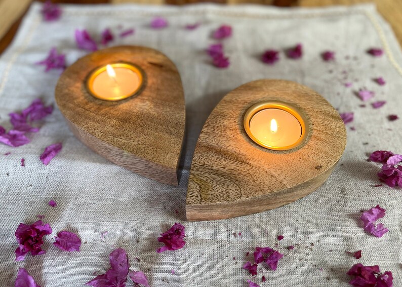 Handmade wooden tea light holders unique favors gifts drop shape tealight holders gifts image 10