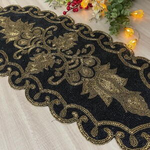 Handmade Black and Gold Beaded Table Runner (13x36 Inch) - Etsy