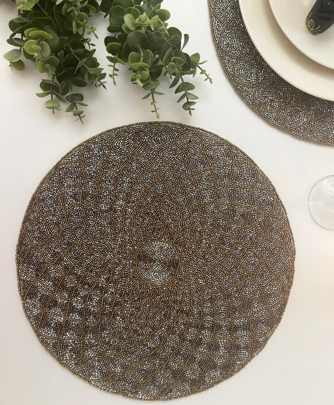 Luxury Handmade beaded placemat small bead tablemat 14 inch Etsy