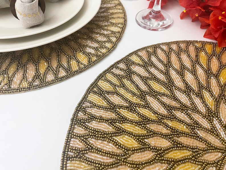 Beaded Handmade Placemat Tablemats Charger Placemats Etsy