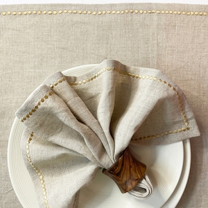 6er Set, Luxus Leinen Serviette, zum Essen und Servieren, natürliche Farbe