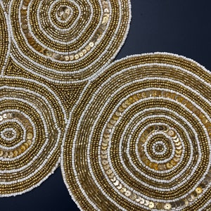 Handmade Table Runner, Beaded Table Runner, Gold Bead and Sequin Runner ...