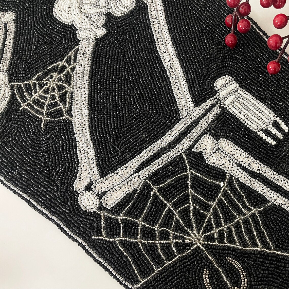 Handmade Bead Table Runner Halloween Skull Fall Runner Etsy