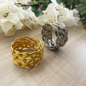 8er Set gold/silberne Knoten Serviettenringe
