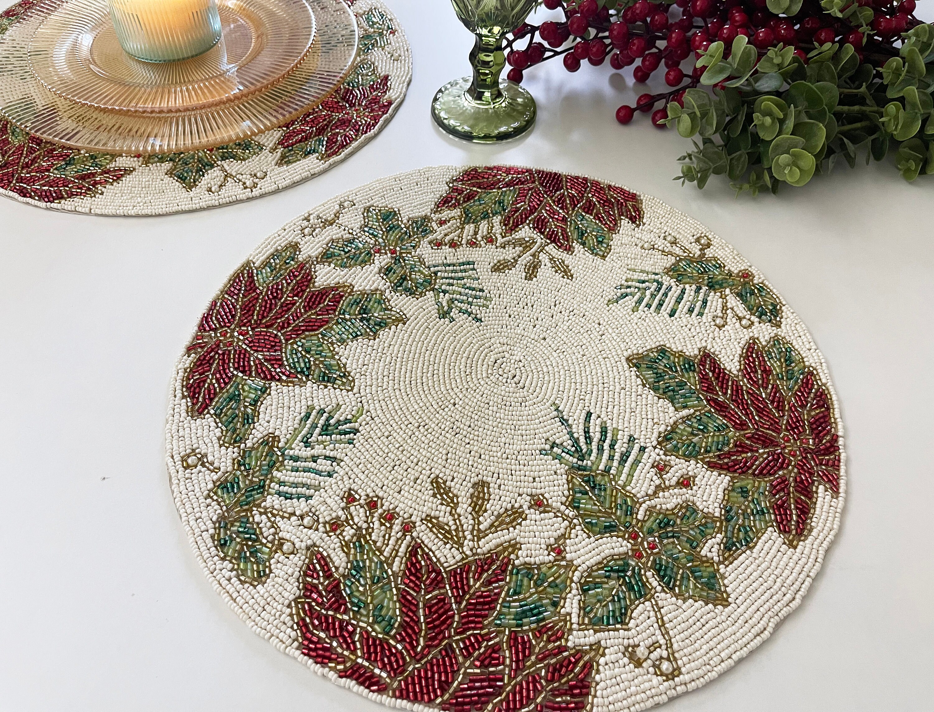 Christmas Special Beaded Placemat Gift for Her Christmas Etsy UK