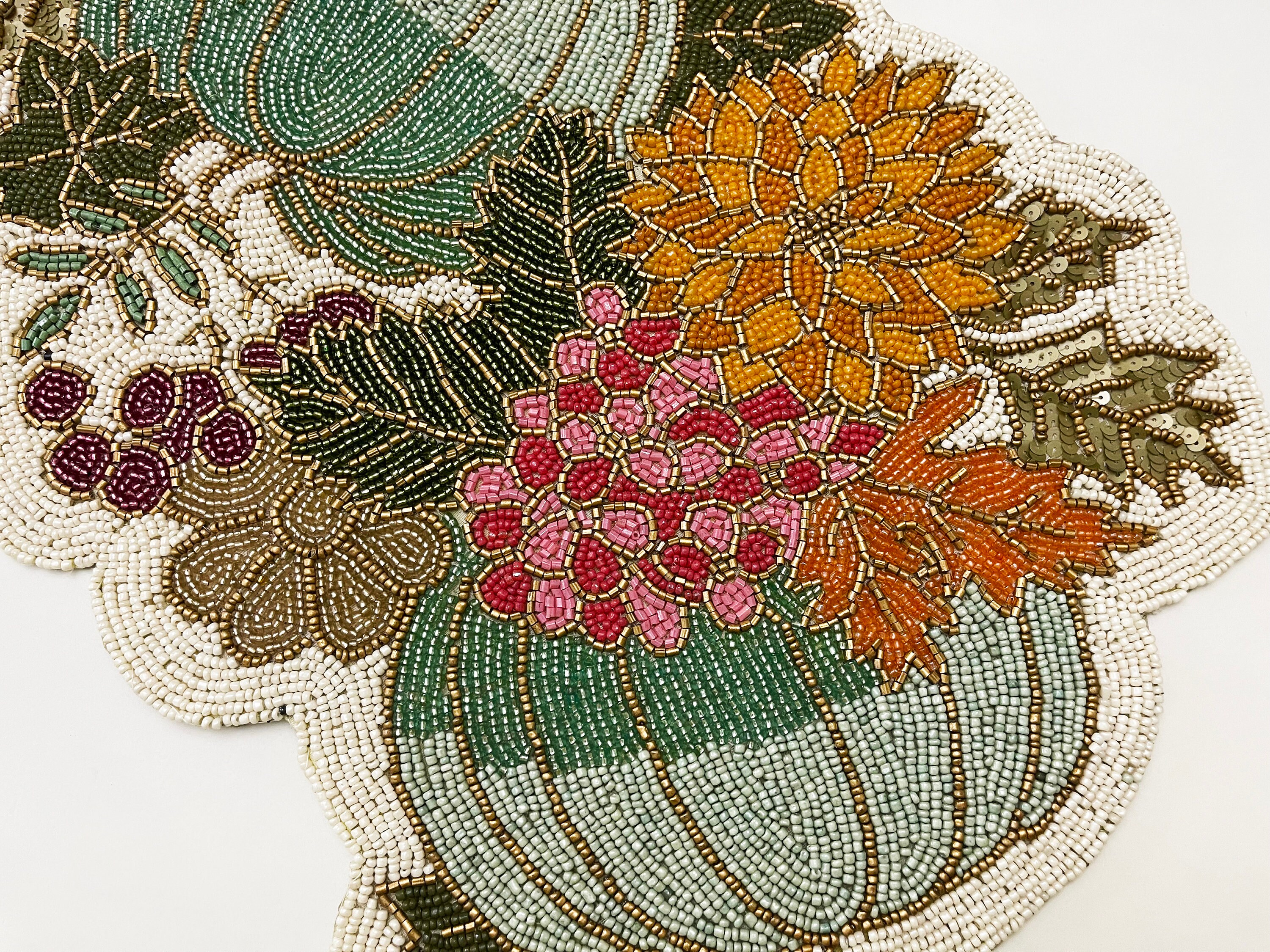 Handmade Bead Table Runner, Multicolour Pumpkin and Flower Fall Runner ...