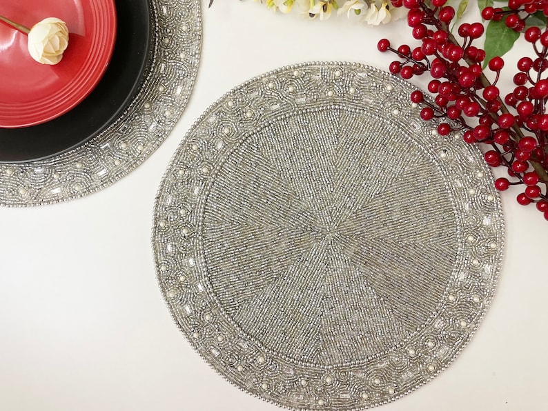 Luxury Handmade Bead Placemat Living Room Table Decoration Etsy