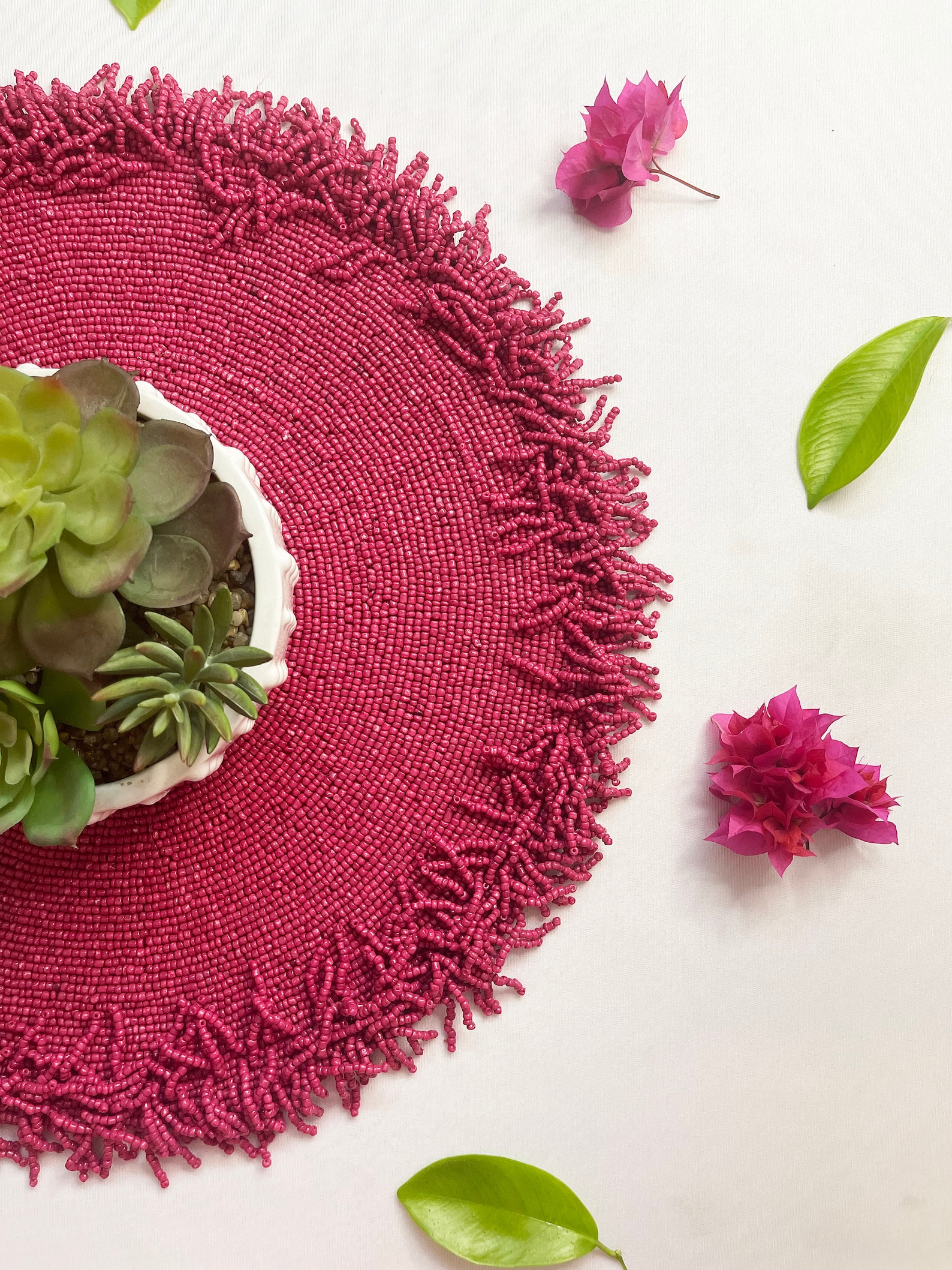 Luxury beaded placemat tablemat 15 inch bougainvillea pink Etsy