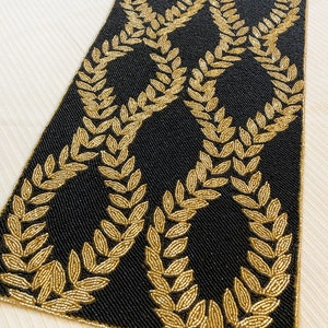 Handmade Table Runner, Gold on Black, Hand Beaded Runner, 13x36inch - Etsy