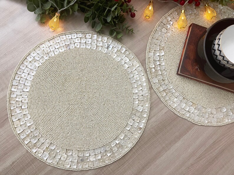 Handmade Beaded Placemats Living Room Table Decoration Etsy