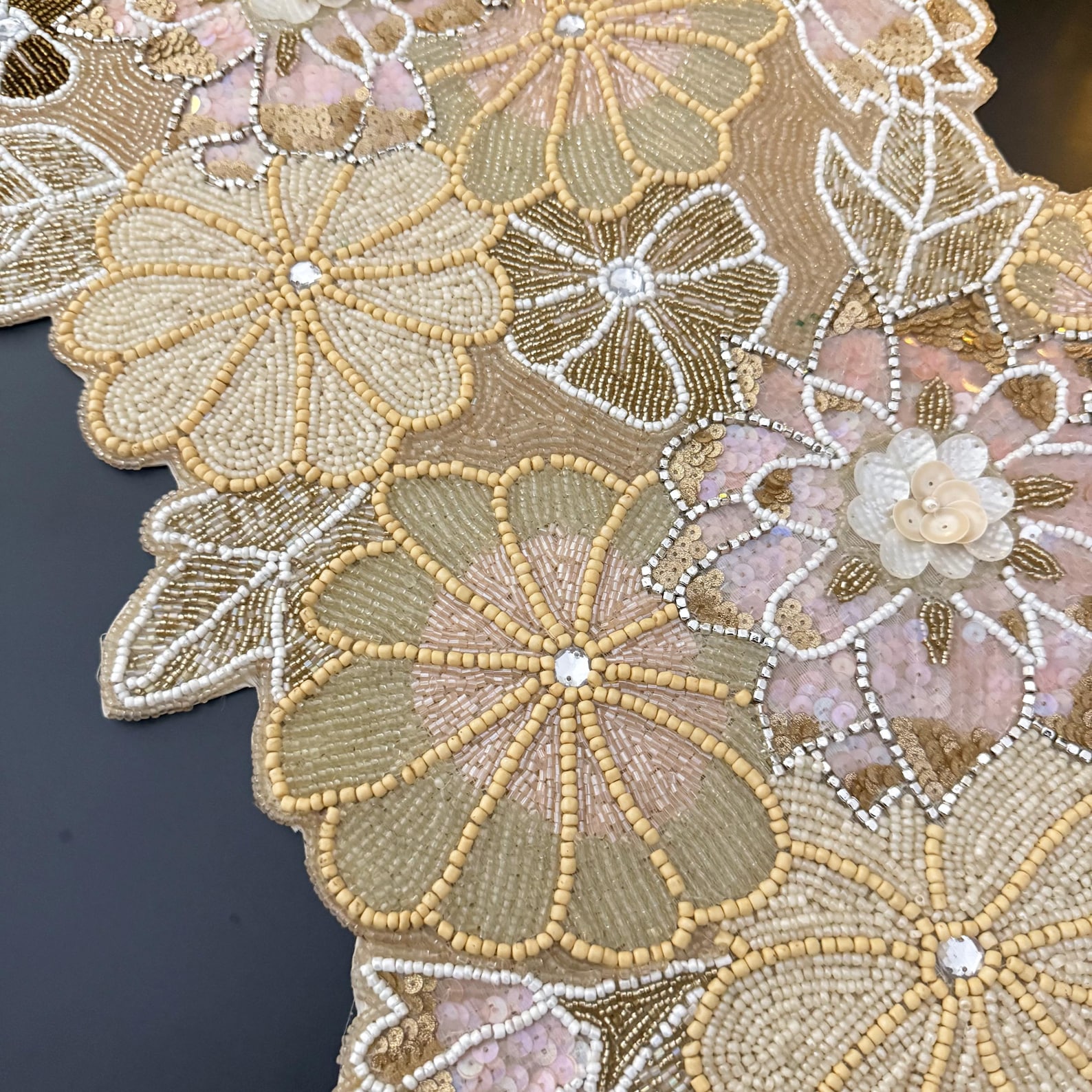 Handmade Beaded Floral Table Runner, Multicolour Spring Decor (13x36 ...