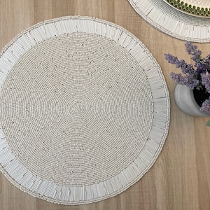 Handmade beaded Placemat, White charger plate