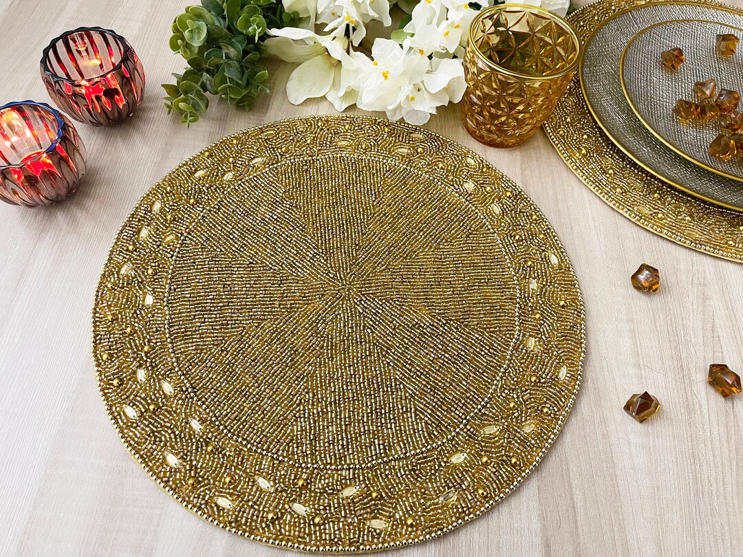 Luxury Handmade Bead Placemat, Living Room Table Decoration, Beaded ...