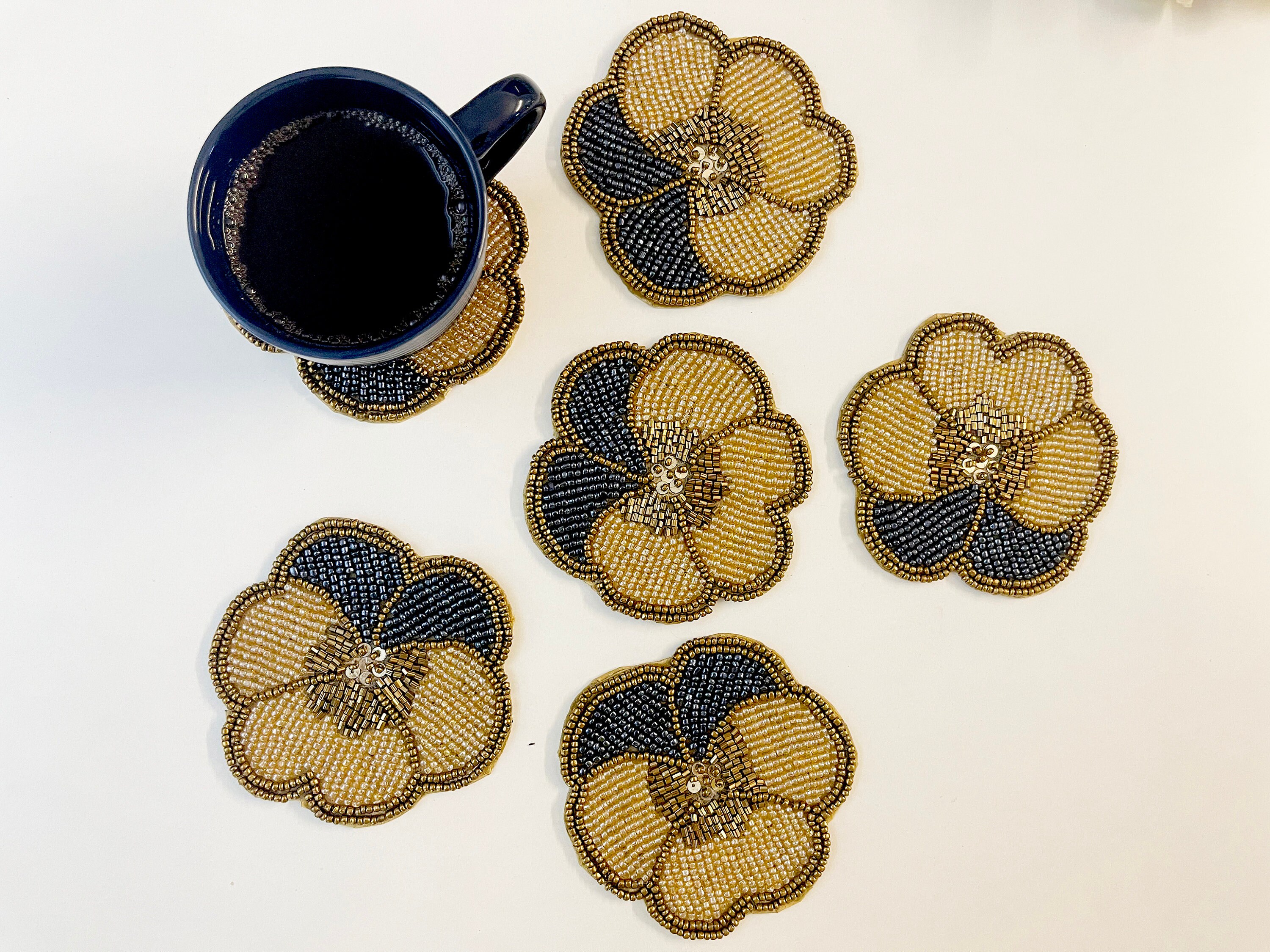 Coasters set of 4/6 drink coasters beaded coasters gift for Etsy