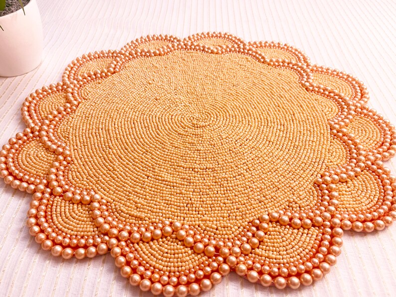 Handmade Beaded Placemat Living Room Table Decoration Beaded Etsy