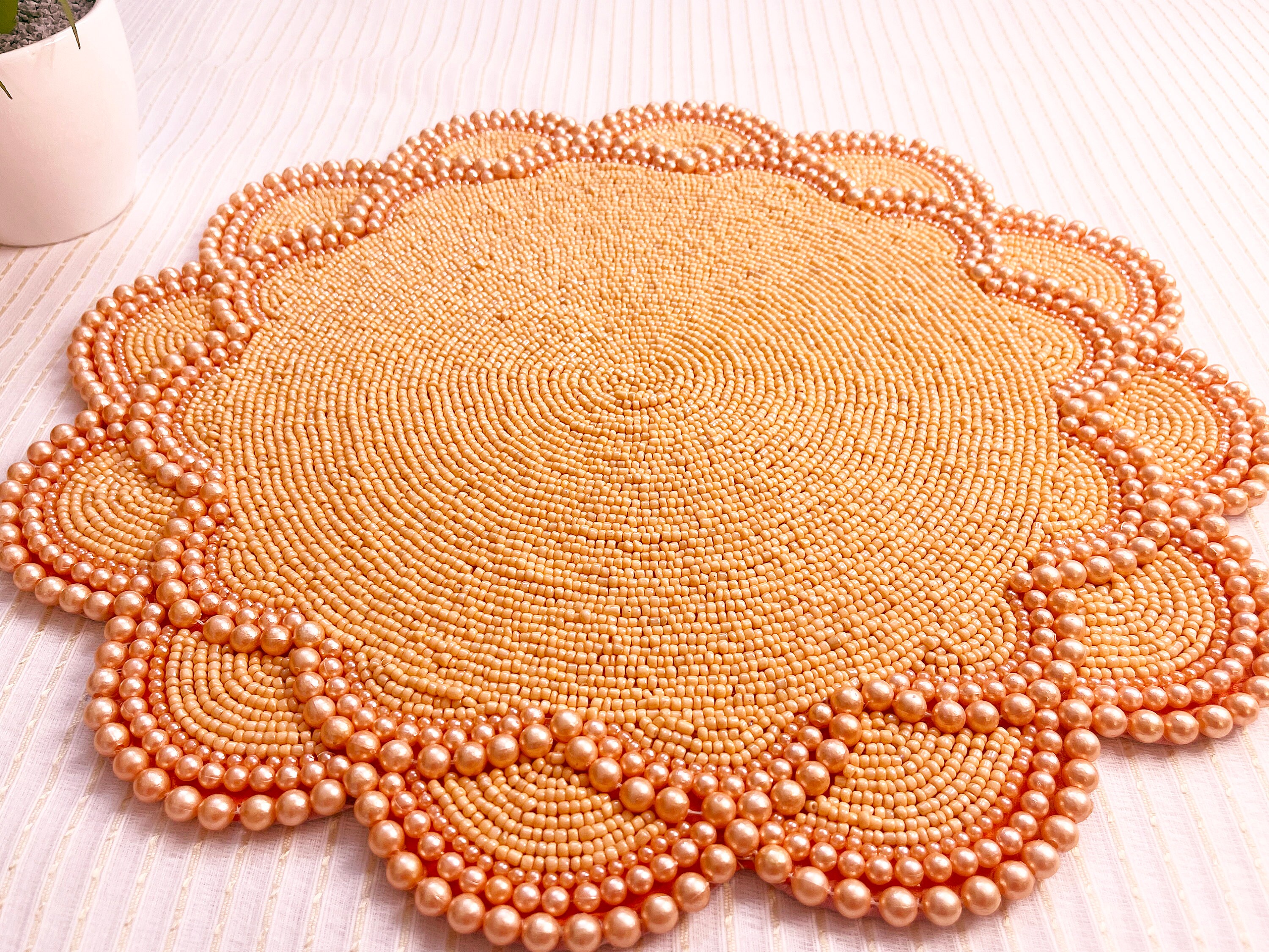 Handmade beaded placemat living room table decoration beaded Etsy