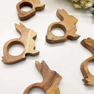 6/8er Set, Oster Serviettenringe aus Holz, Hasen Serviettenring