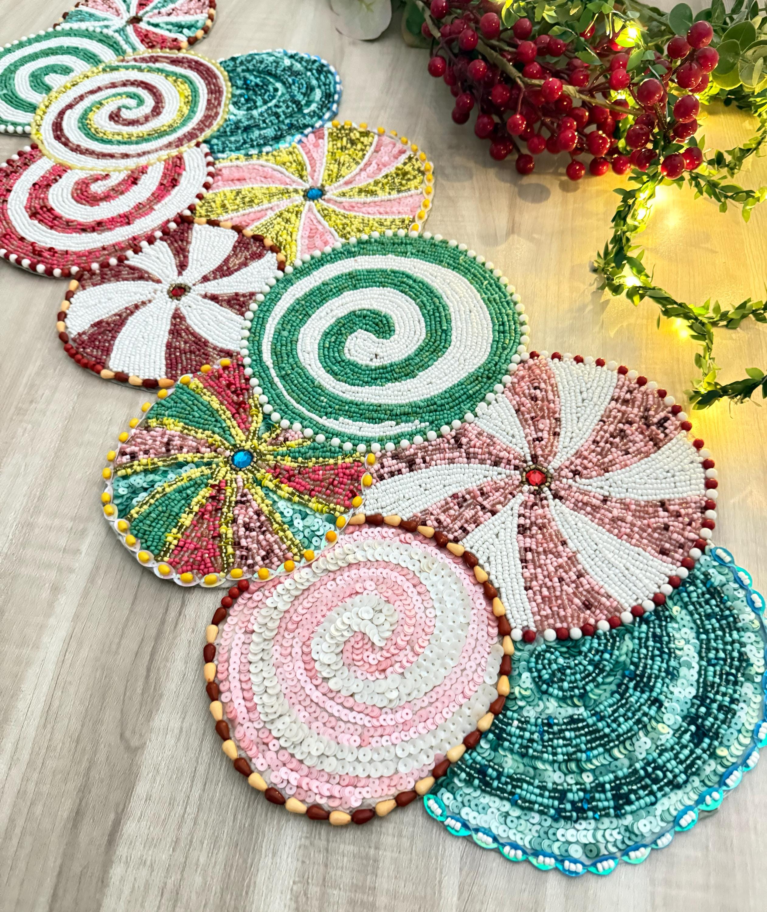 Handmade Christmas Peppermint Swirl Table Runner, 13x36inch - Etsy