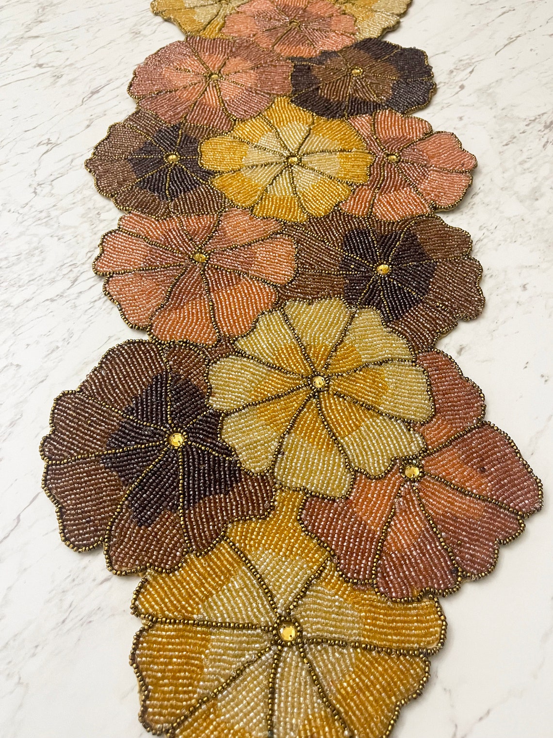 Handmade Floral Beaded Table Runner: 13x36 Inch - Etsy