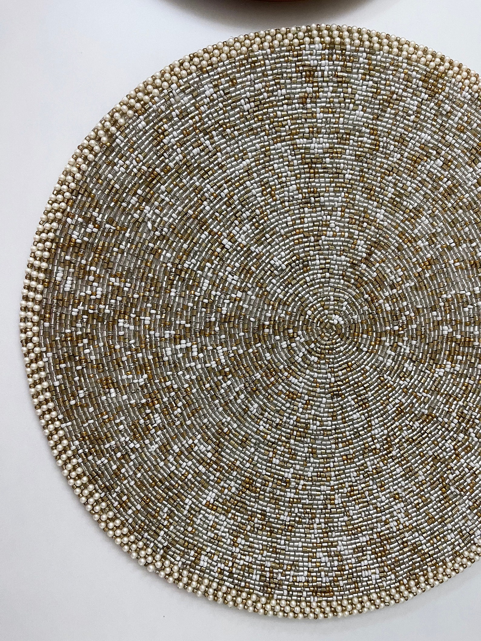Handmade beaded placemat beaded table mat gold and silver Etsy