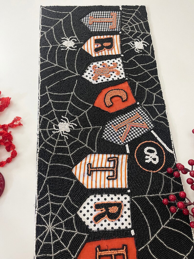Handmade Bead Table Runner Halloween Trick or Treat Etsy