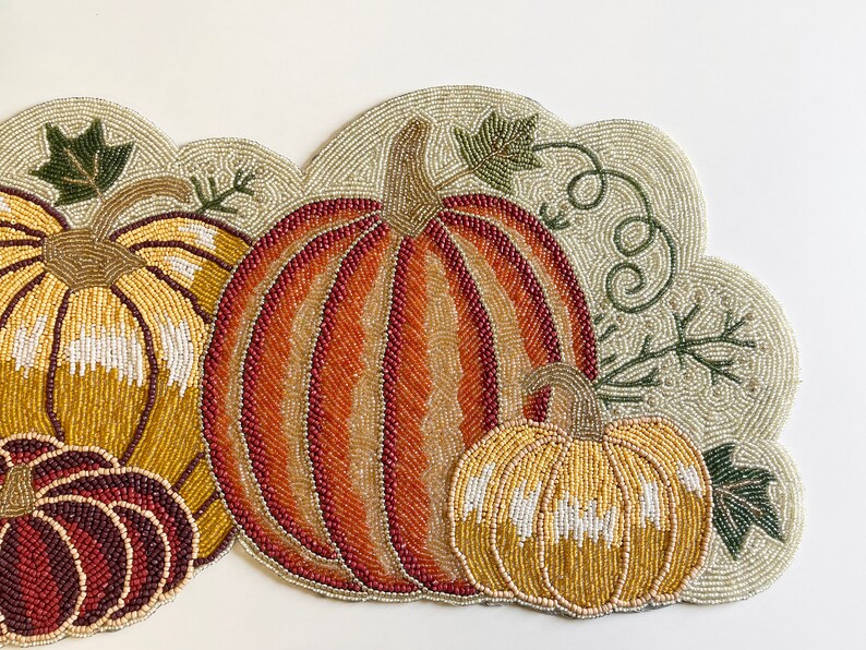 Handmade Bead Table Runner Fall Runner Pumpkin Halloween Etsy