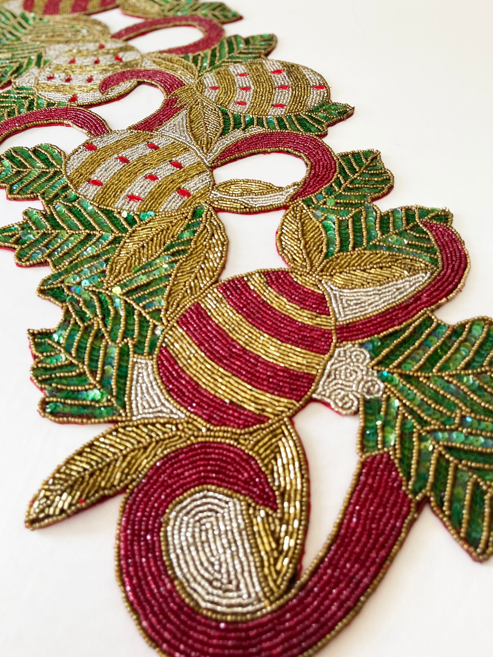 Handmade table runner Christmas beaded runner centerpiece Etsy