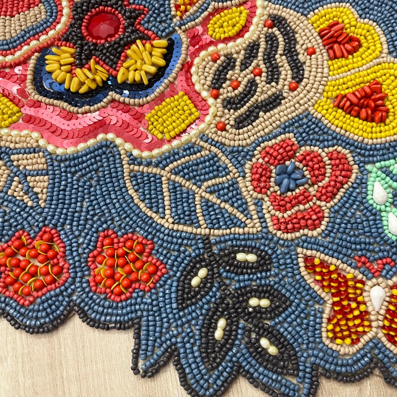 Handmade Bead Table Runner, Floral Beaded Runner, 13x36inch - Etsy