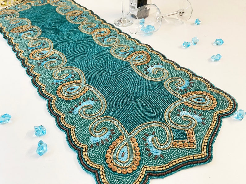 Handmade Bead Table Runner Beaded Runner 13x36inch Etsy