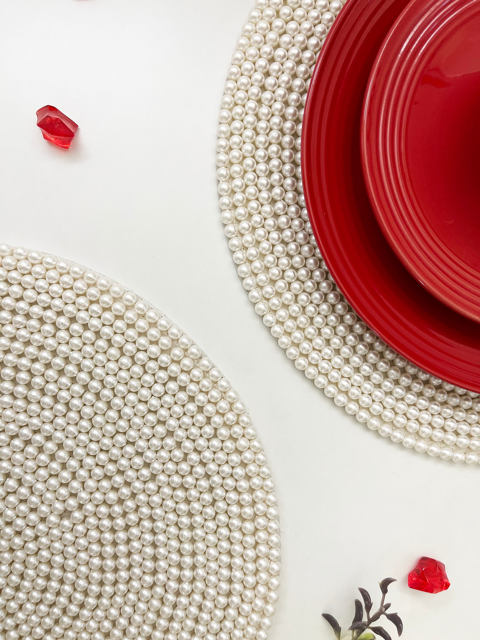 Handmade Beaded Placemat Tablemat 14 Inch White Pearl Etsy