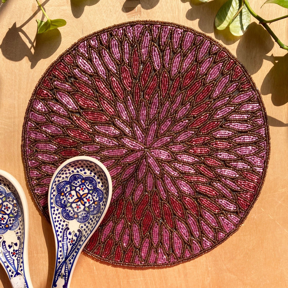 Handmade Beaded Placemat Beaded Tablemat 14 Inch Bead Etsy
