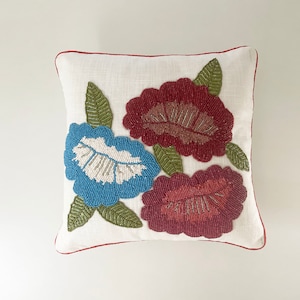 Handmade beaded embellished cushion cover, pillow cover, toss pillow cover, embellished accent