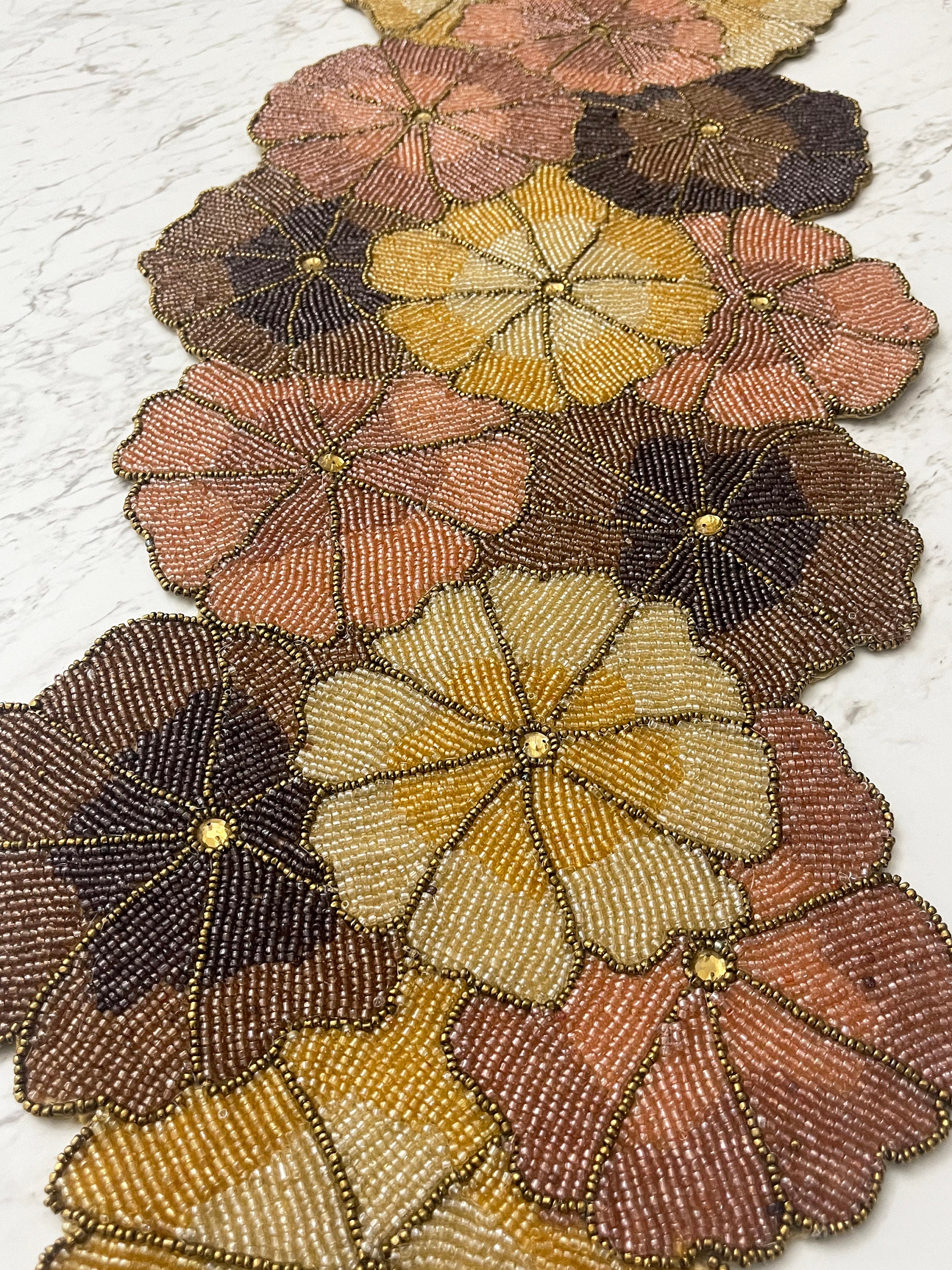 Handmade Floral Beaded Table Runner: 13x36 Inch - Etsy