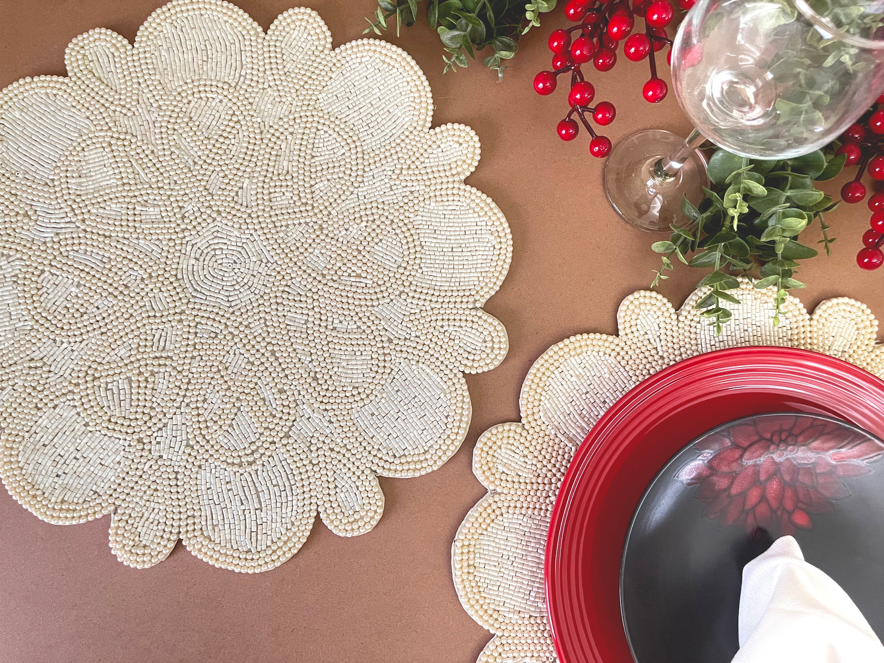 Handmade placemat living room table decoration beaded Etsy